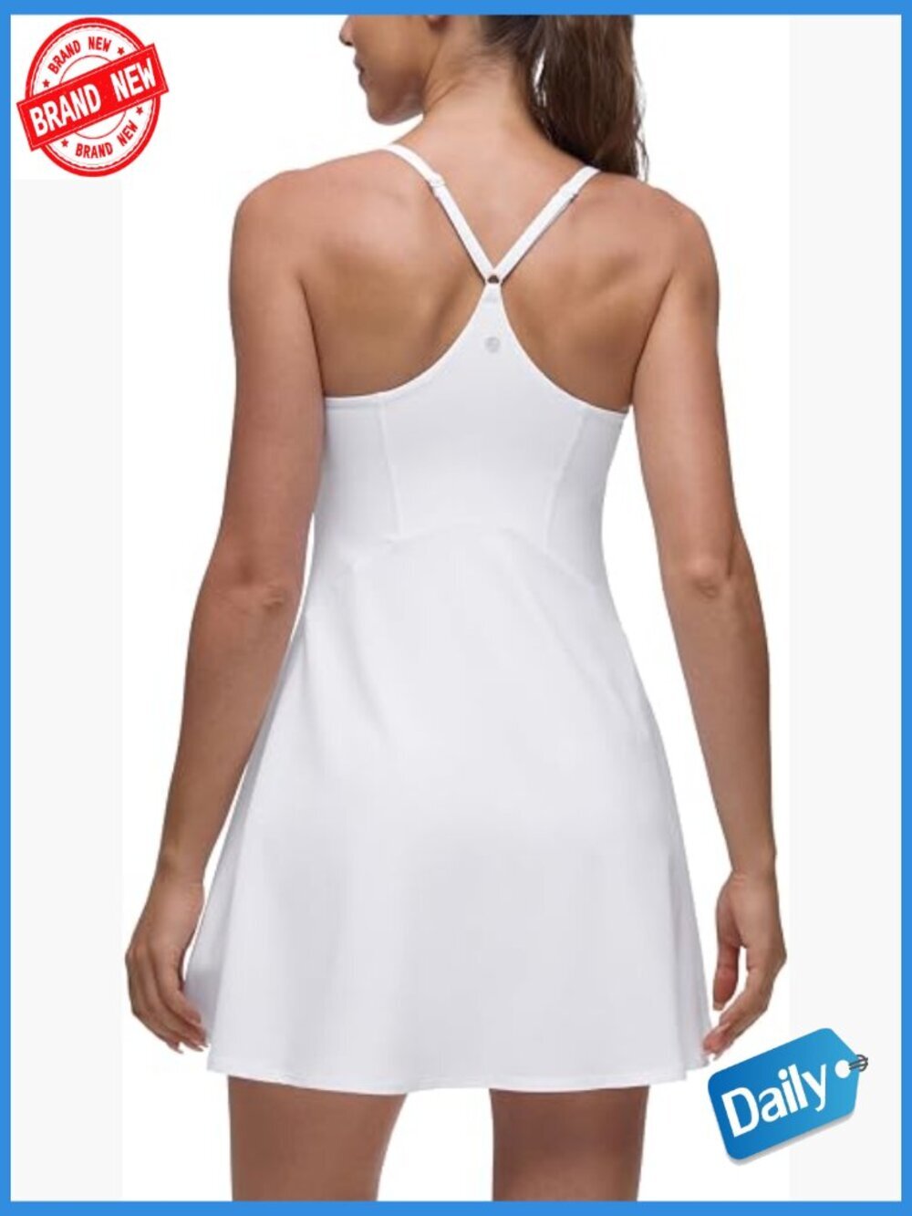 Lightweight Drapey Spaghetti Strap Tennis Dress with Built-In Bra and Short